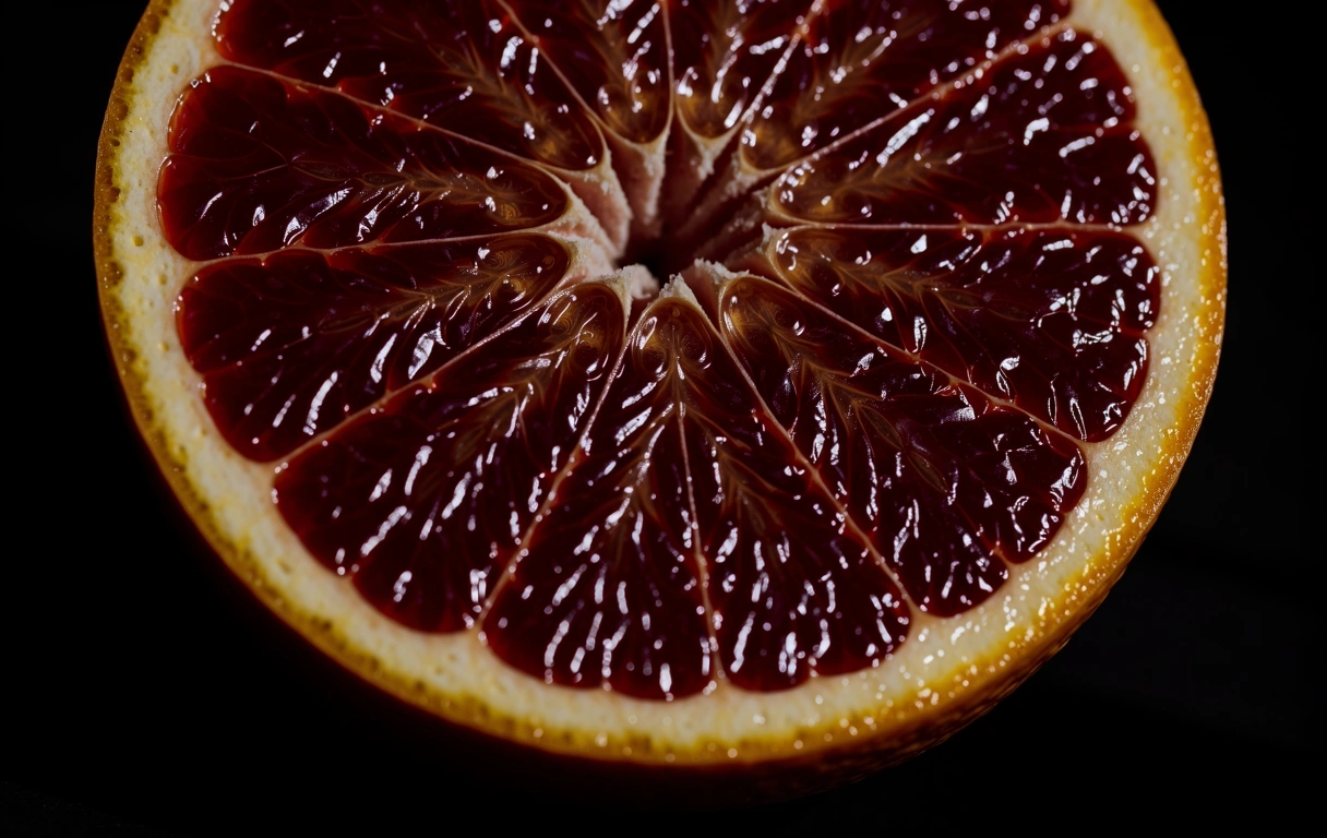 Macrophotography of blood orange specimen